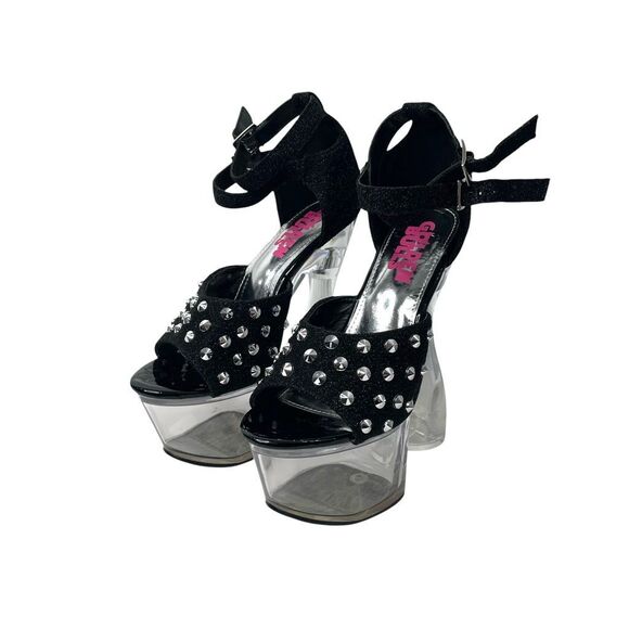 NEW Golden Bulls DETUX-02 studded clear heel‎ Platform heels Size 6 black - Picture 4 of 15